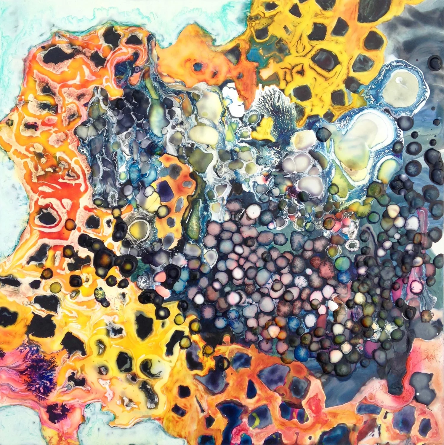Glade Spring ink and acrylic on panel 2015 14 by 14 inches