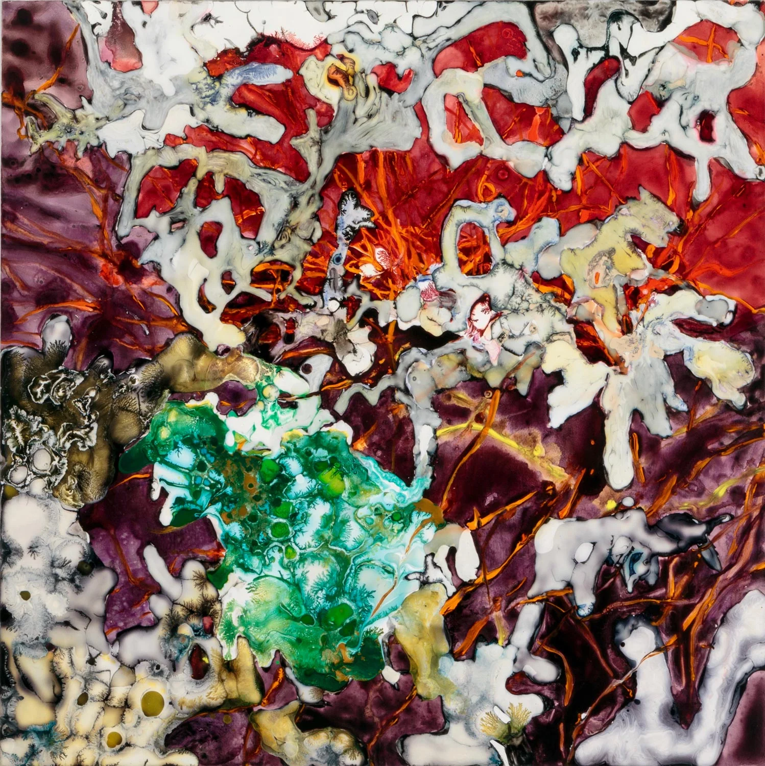 Melting Point, detail 2015 ink and acrylic on panel 16 by 16 inches