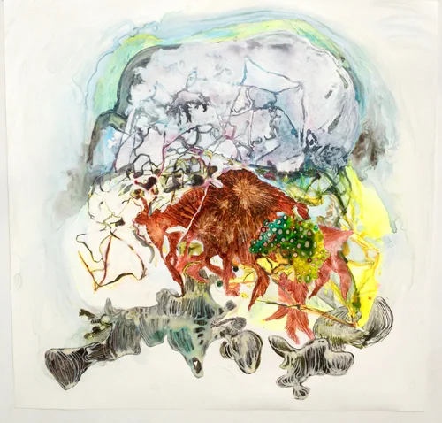 Burrow and Glide 2013 ink and acrylic on synthetic paper 30 by 30 inches