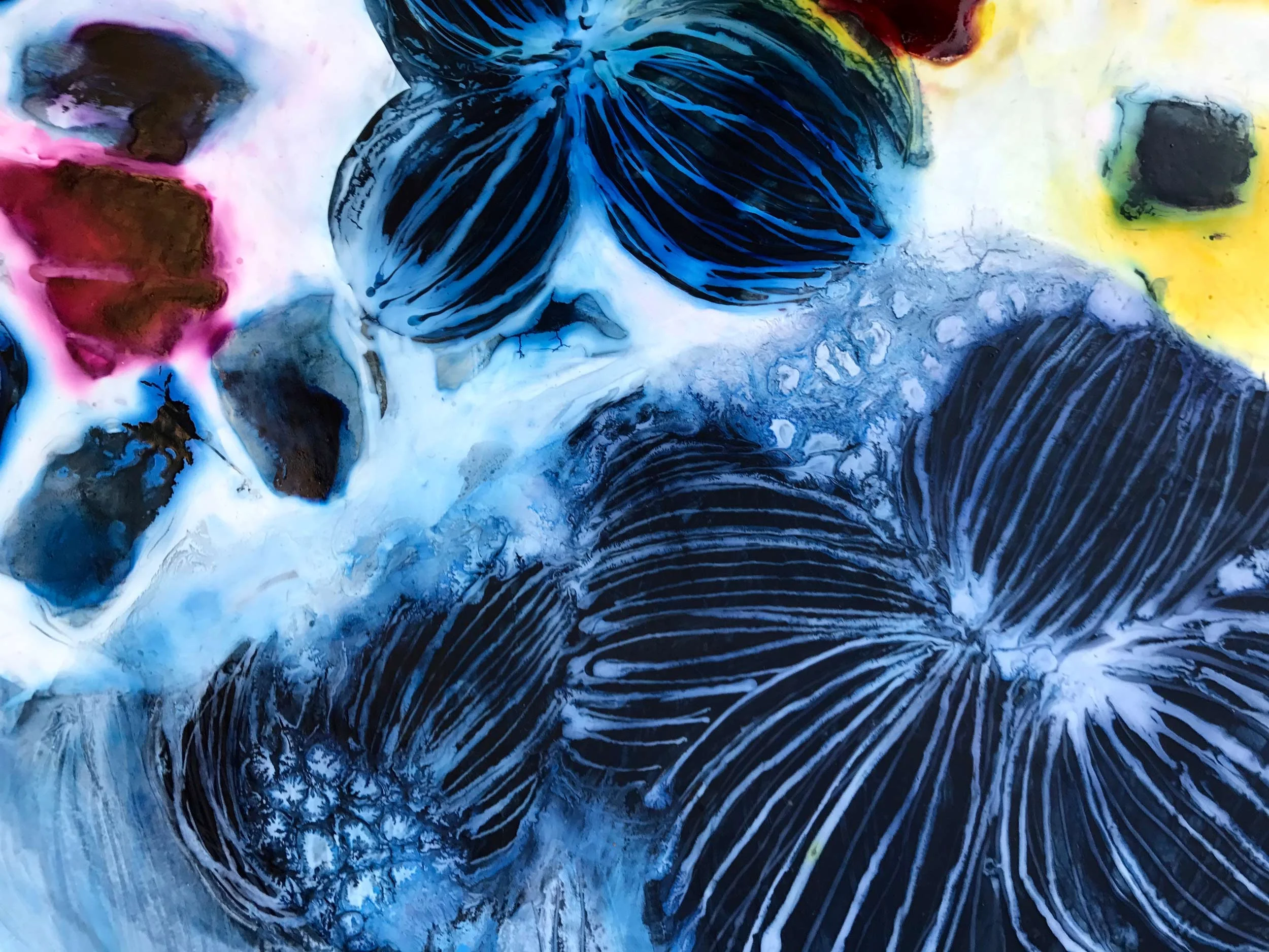 Enmesh, detail 2017 ink and acrylic on synthetic paper 44 by 36 inches
