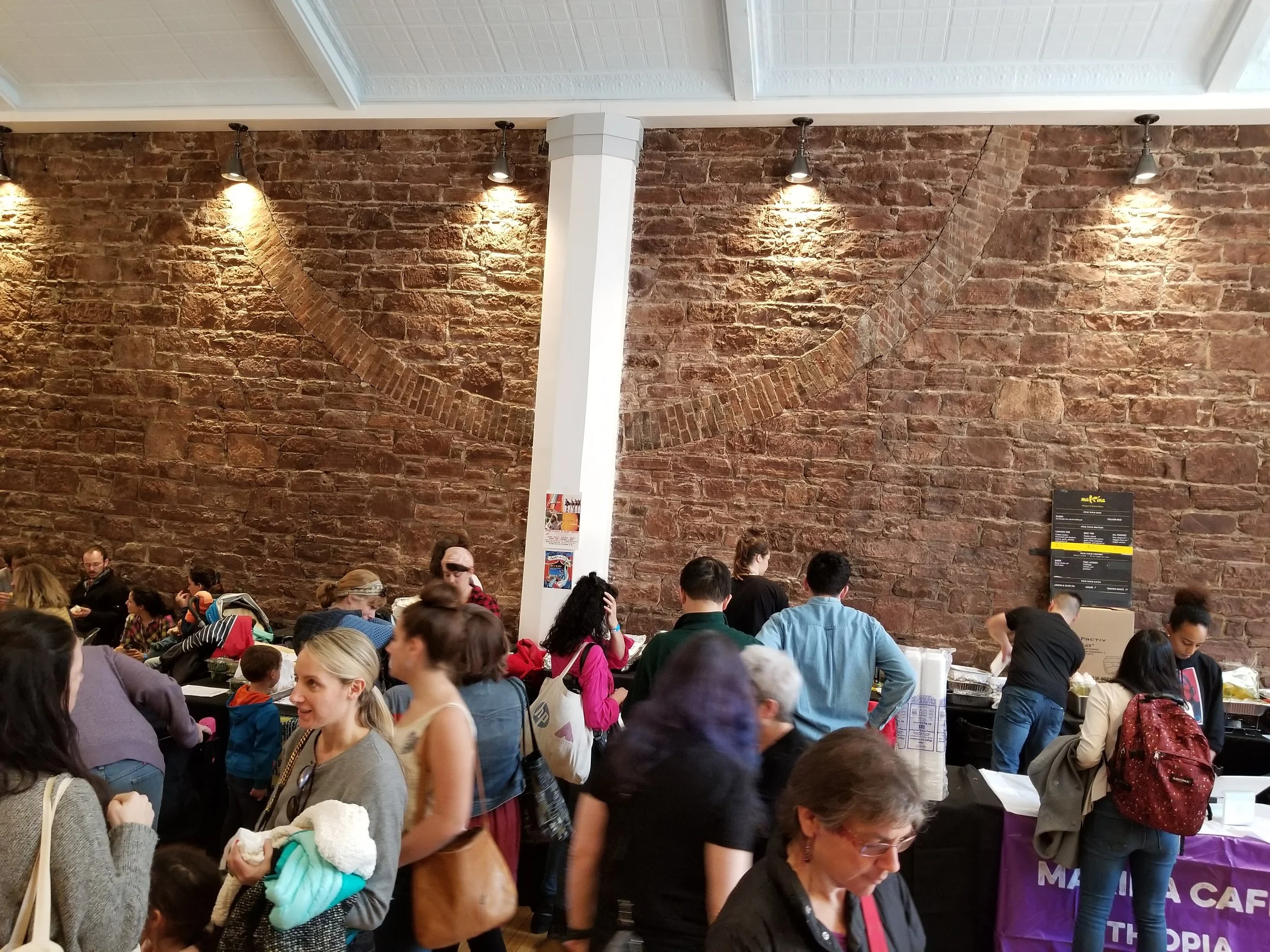 A relatively happy and somewhat hungry crowd