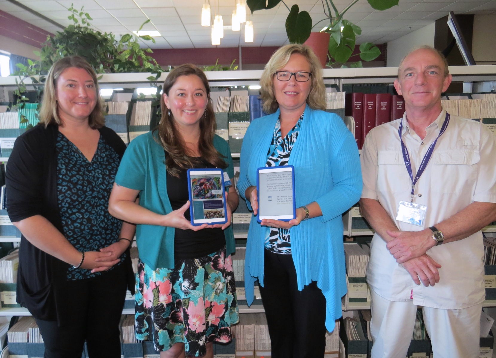 Jackie Zoppa (Library Technician), Lara Killian (Librarian Educator), Starr Dobson (President & CEO, Mental Health Foundation of Nova Scotia), Rob MacKenzie (Library Technician)