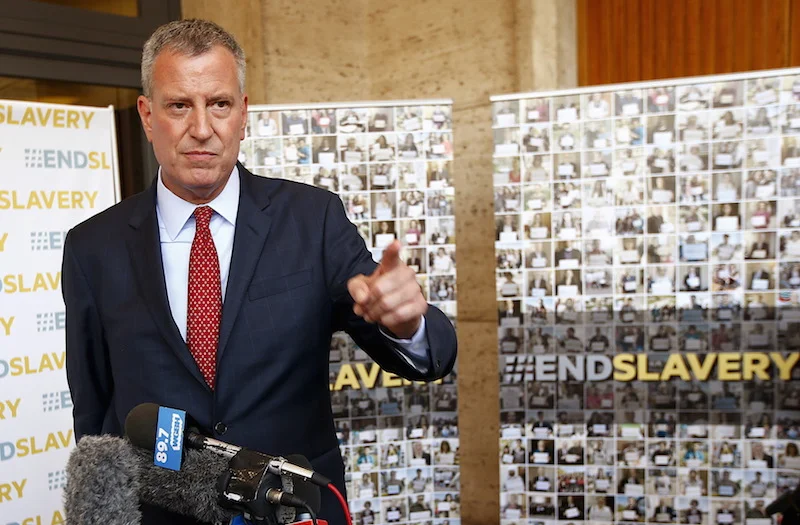 New York City Mayor Bill de Blasio during the “Modern Slavery and Climate Change” conference at the Vatican July 21, 2015. Photo courtesy REUTERS/Tony Gentile