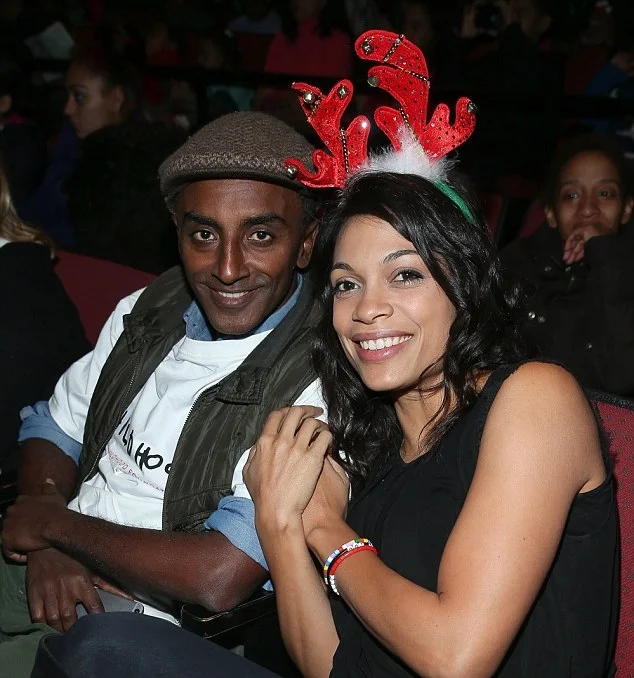 Rosario Dawson and Marcus Samuelsson representing Childhood USA at the West Harlem Holiday Party.