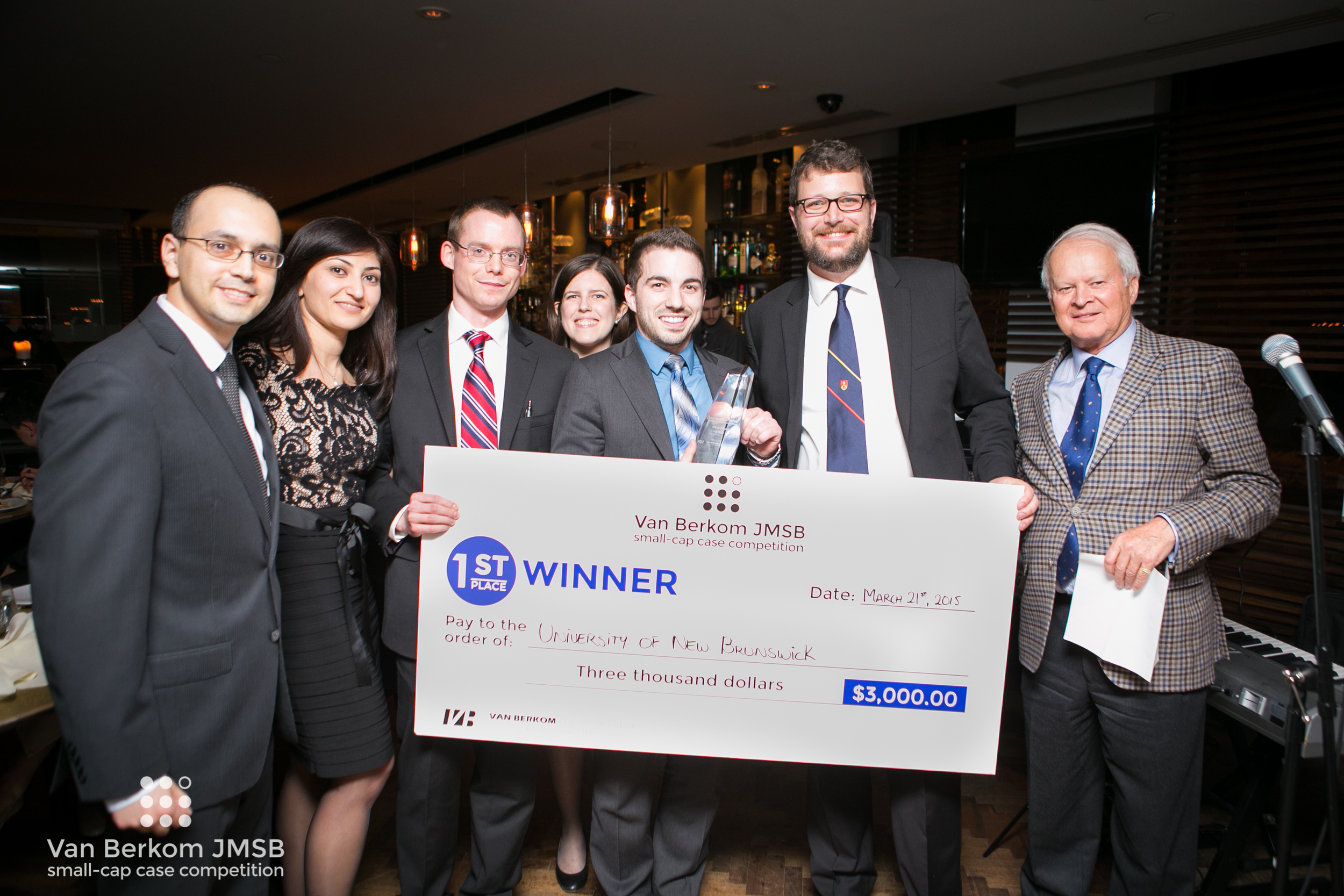 Day 2 Gala Dinner: 1st Place Winners University of New Brunswick
