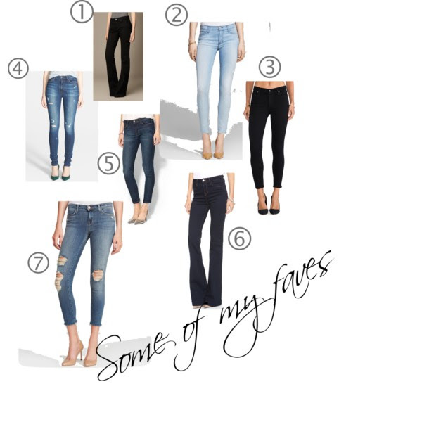 1. Burberry Flare Fit // 2. Hudson Nico Super Skinny // 3. Citizens of Humanity Rocket Petite Skinny // 4. Joe's High Rise Skinny // 5. Joe's Skinny Ankle Jeans (on sale!) // 6. J Brand The Doll High Waist // 7. J Brand Cropped Skinny in Fury