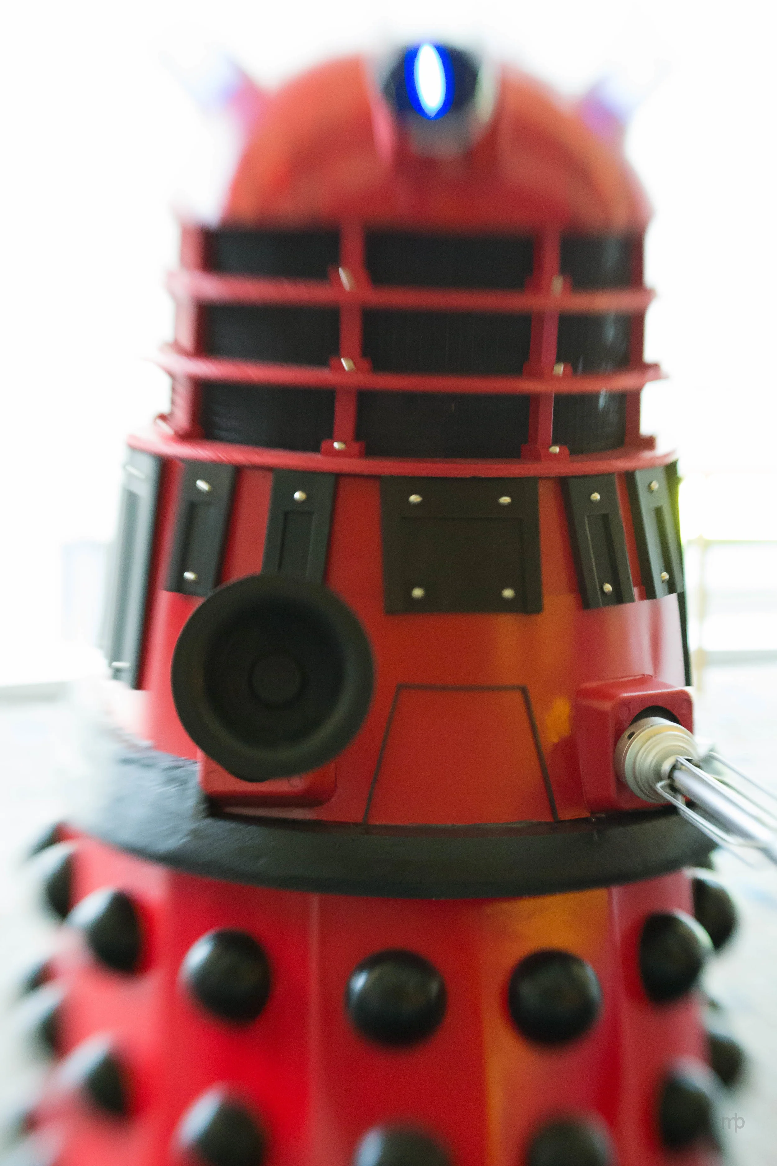 Red Dalek cosplay. Taken at Planet Comicon 2014.