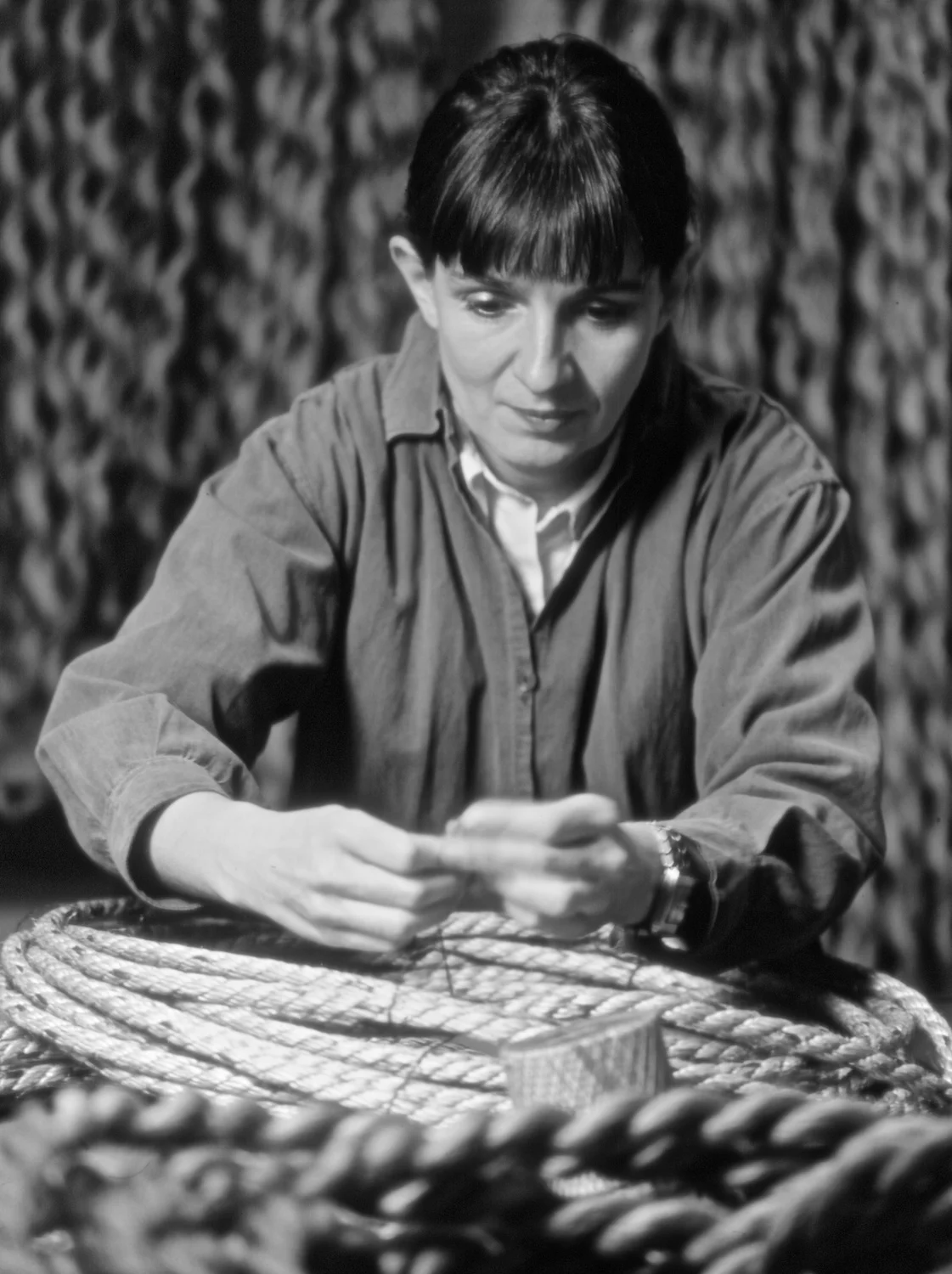 Francoise Preparing-Rope-B&W.jpg