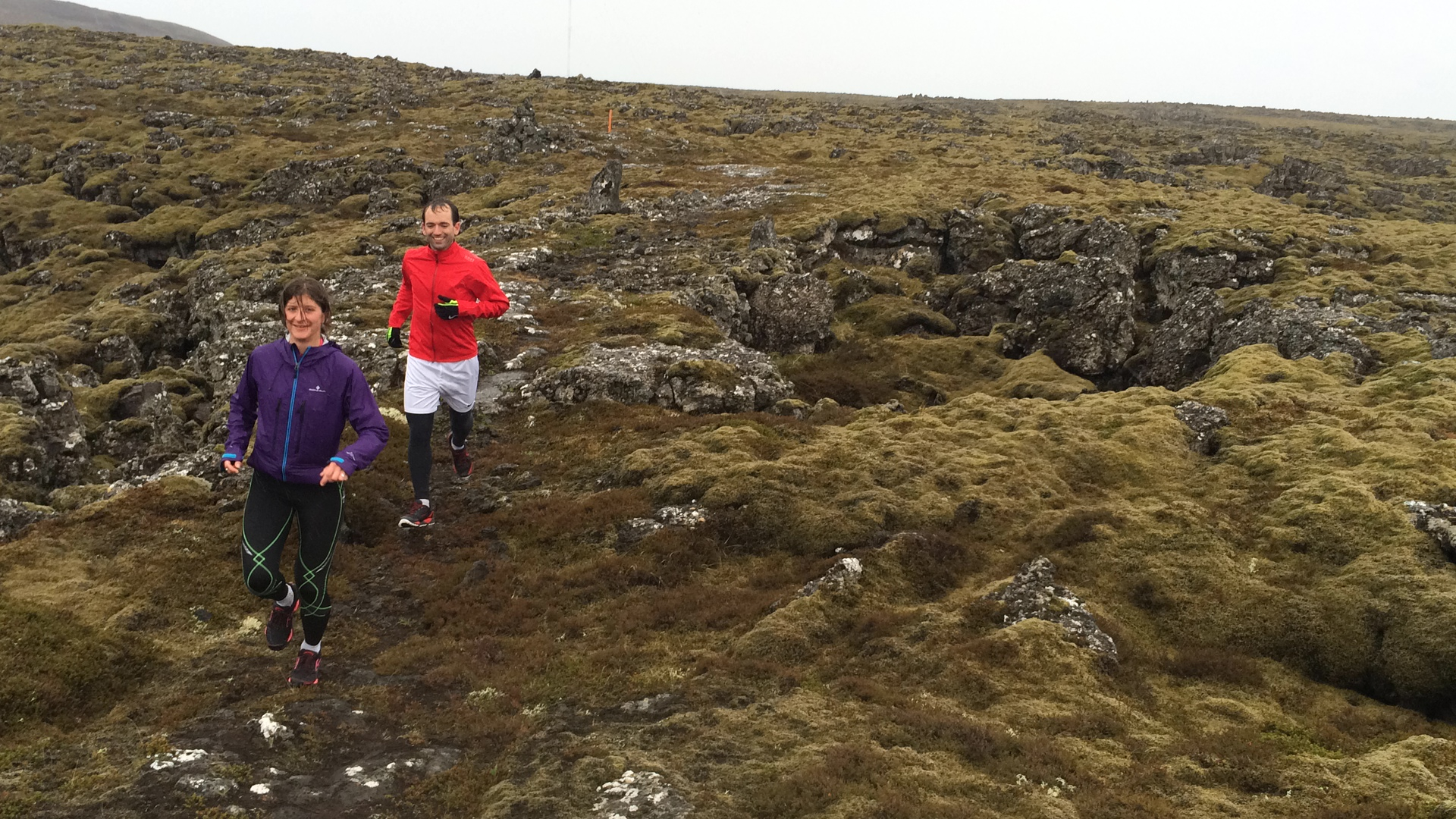 Running on a mossy landscape