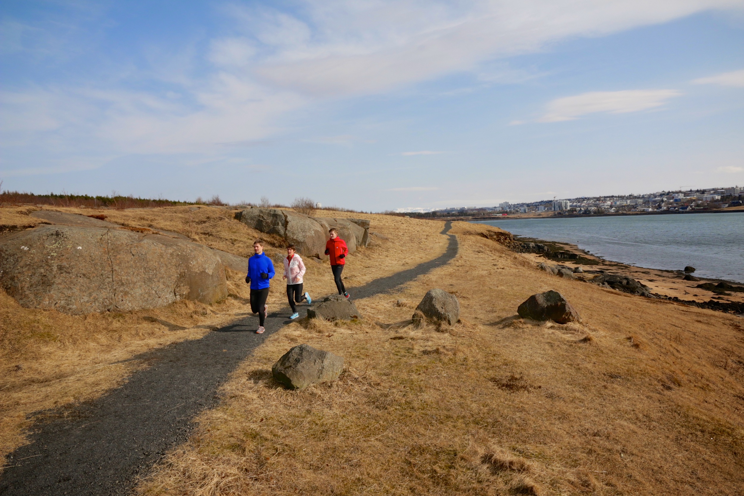 Running on a track along the sea 