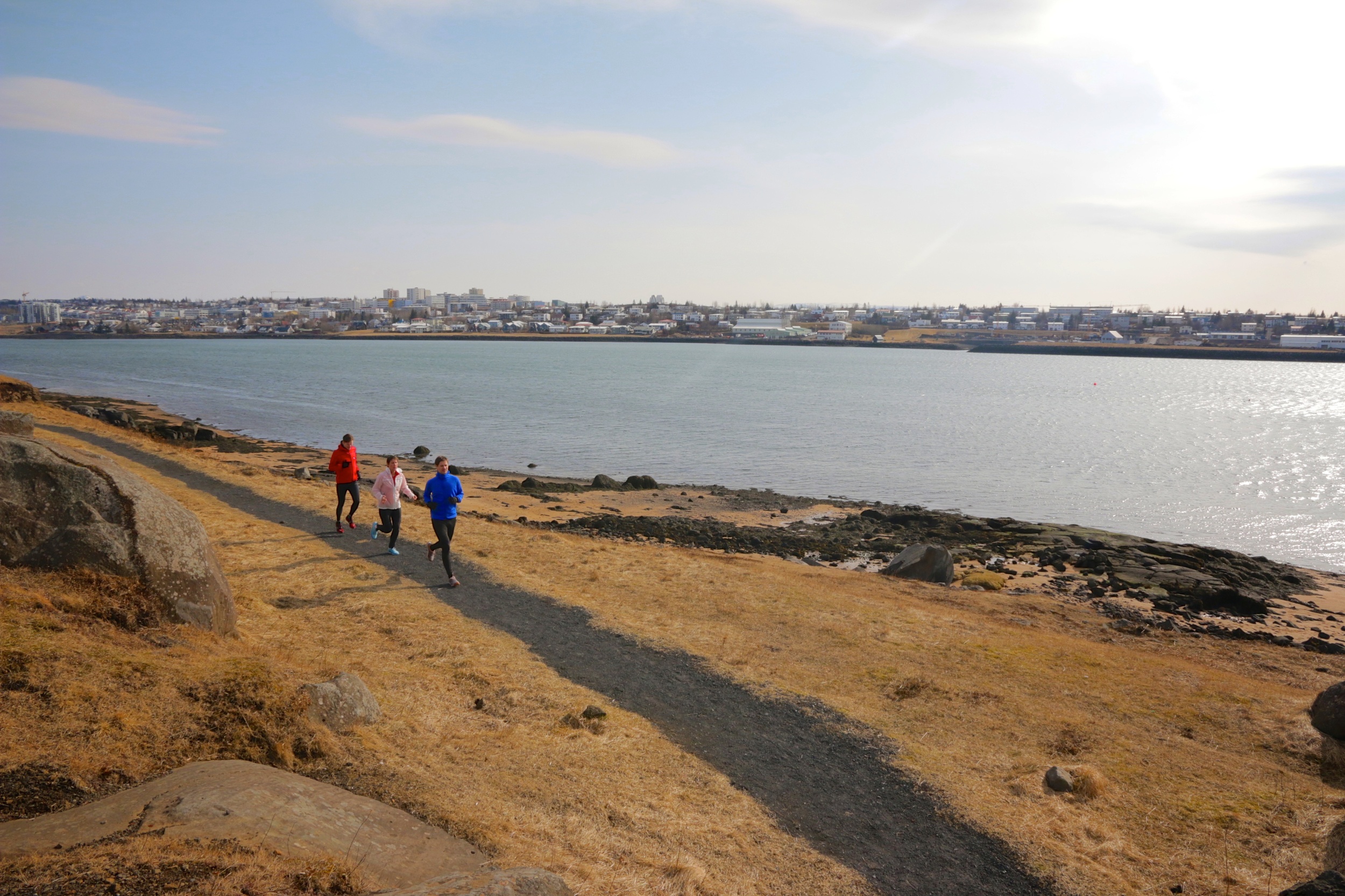 Running on the Seaside in a sunny day