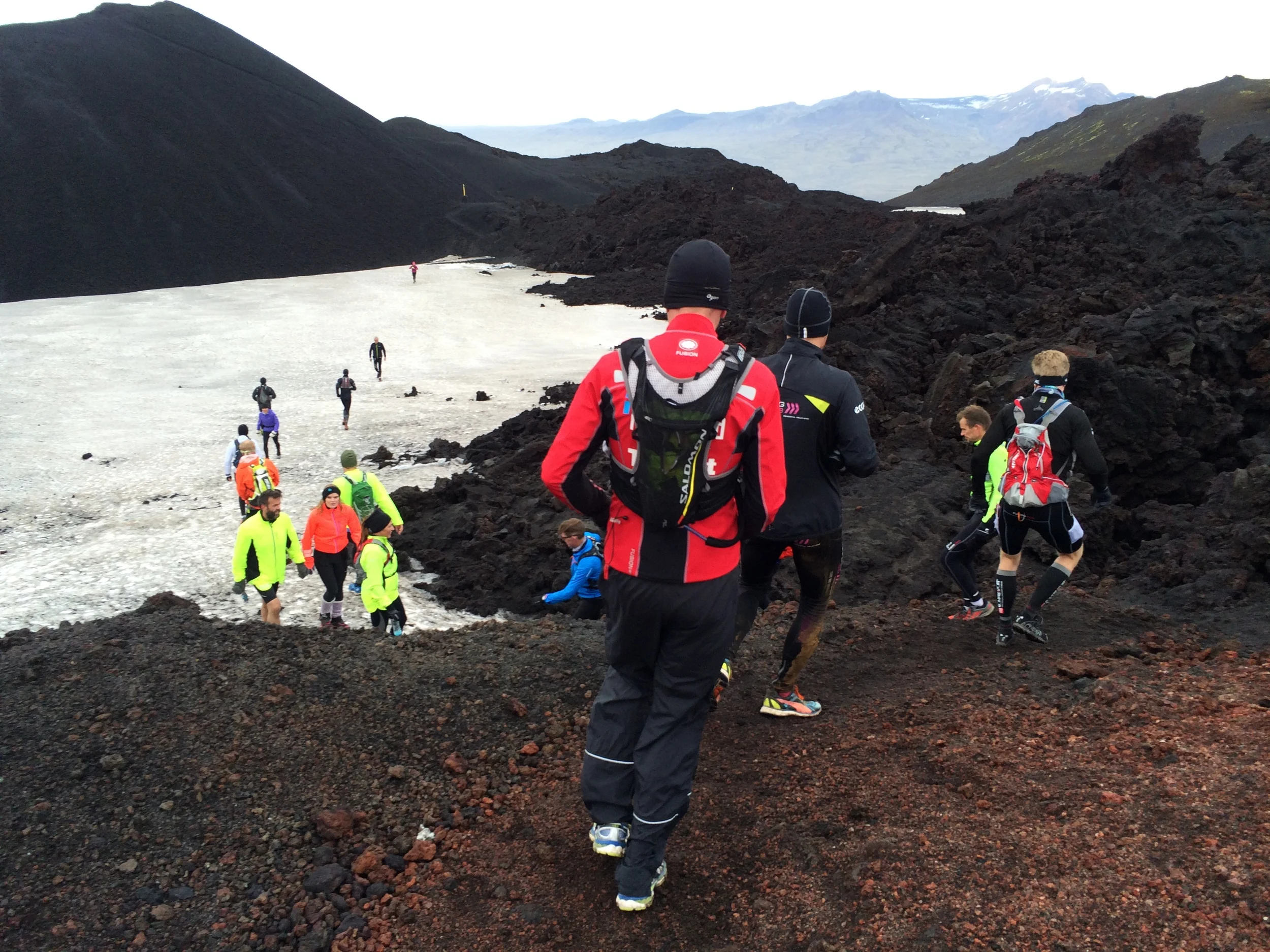 Running on a combination of a slag and snow