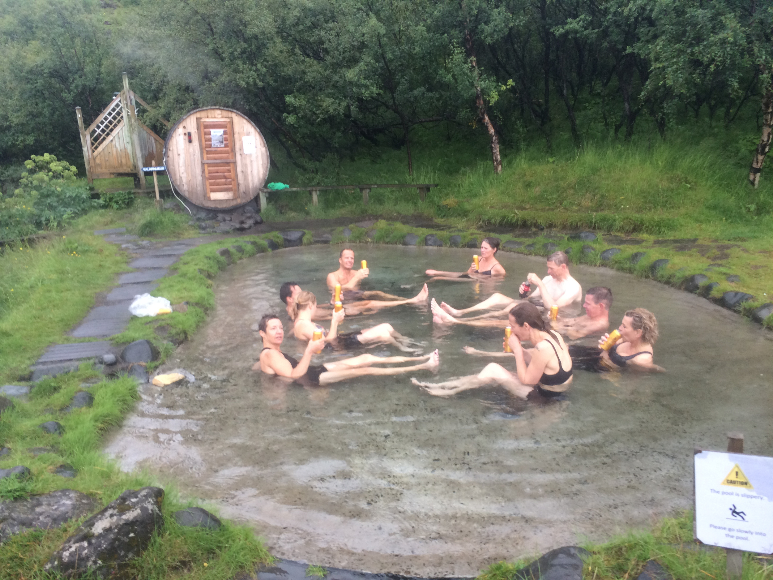 Runners relaxing in a Hot tub