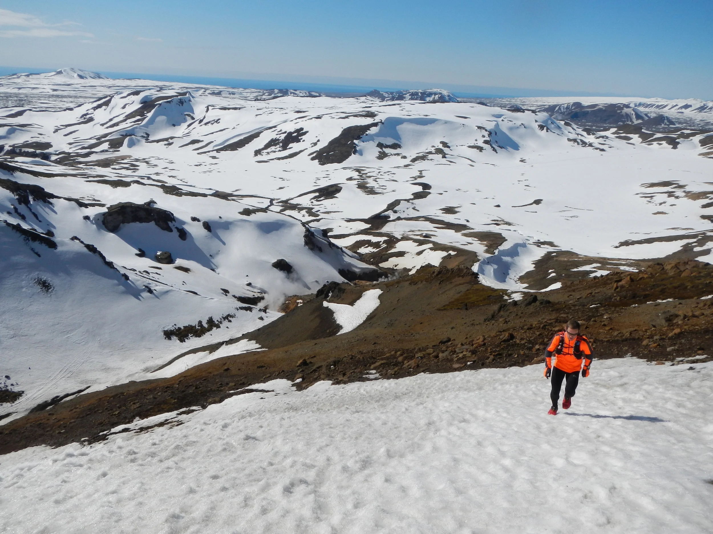 Walking upwards in a snow