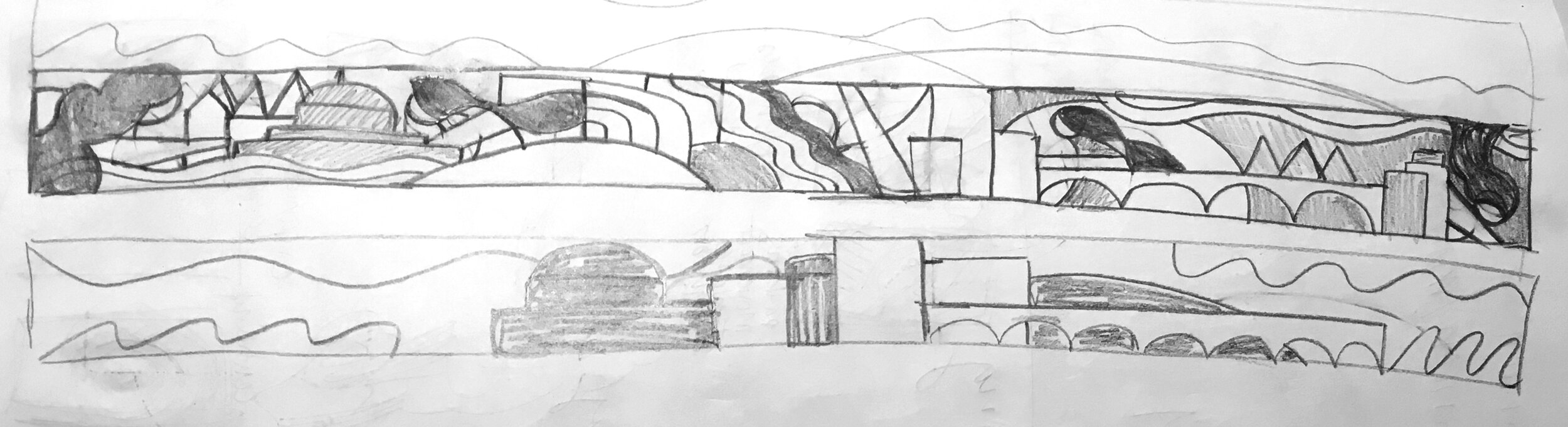 Initial sketch of flag stripe design