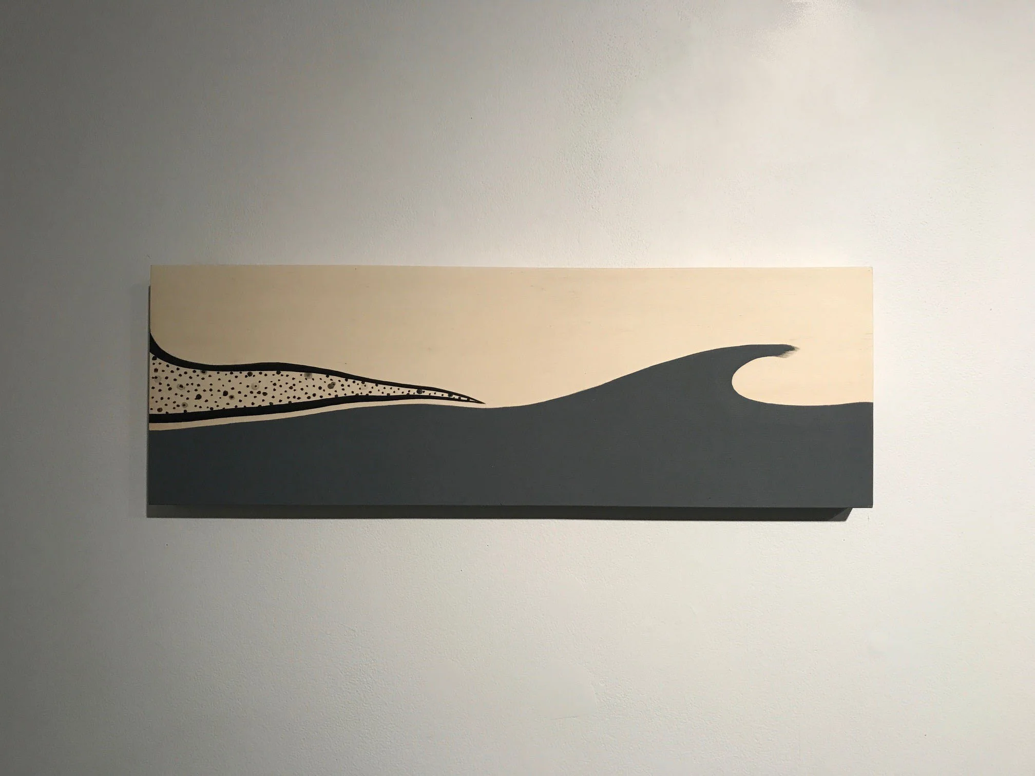 Wave , mixed media on wood panel, 8X24".