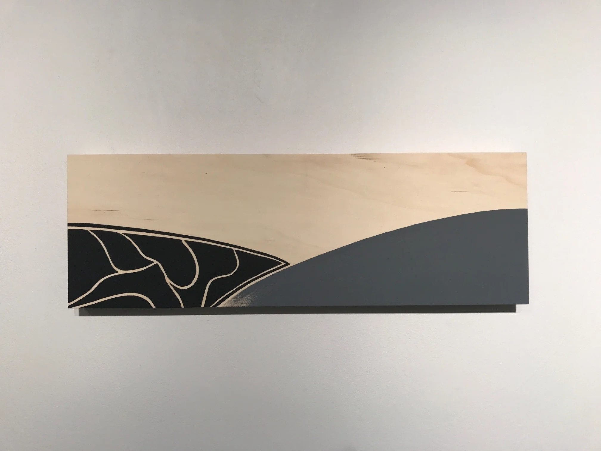 Origin , mixed media on wood panel, 8X24".