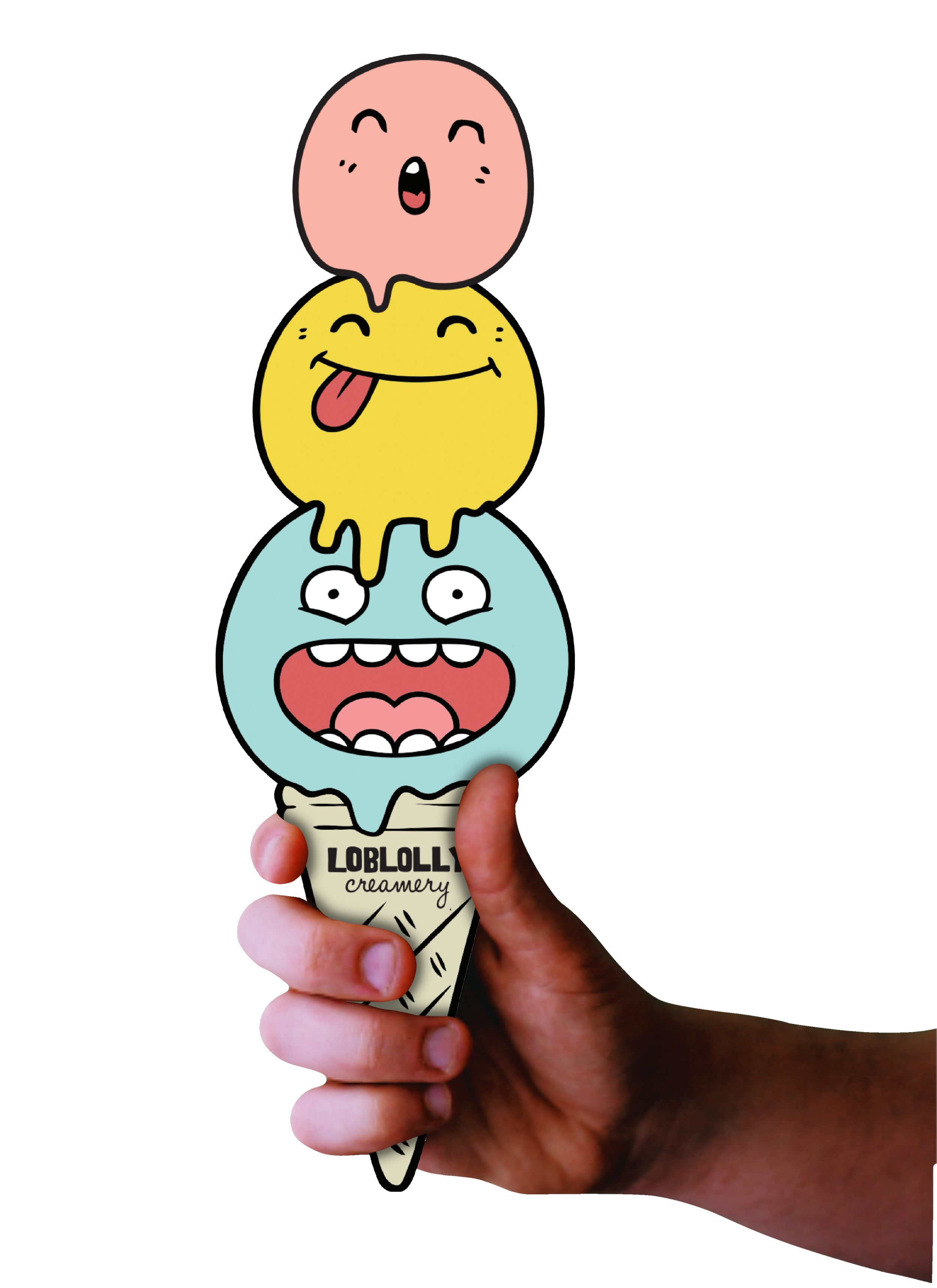 Hand holding cartoon cone