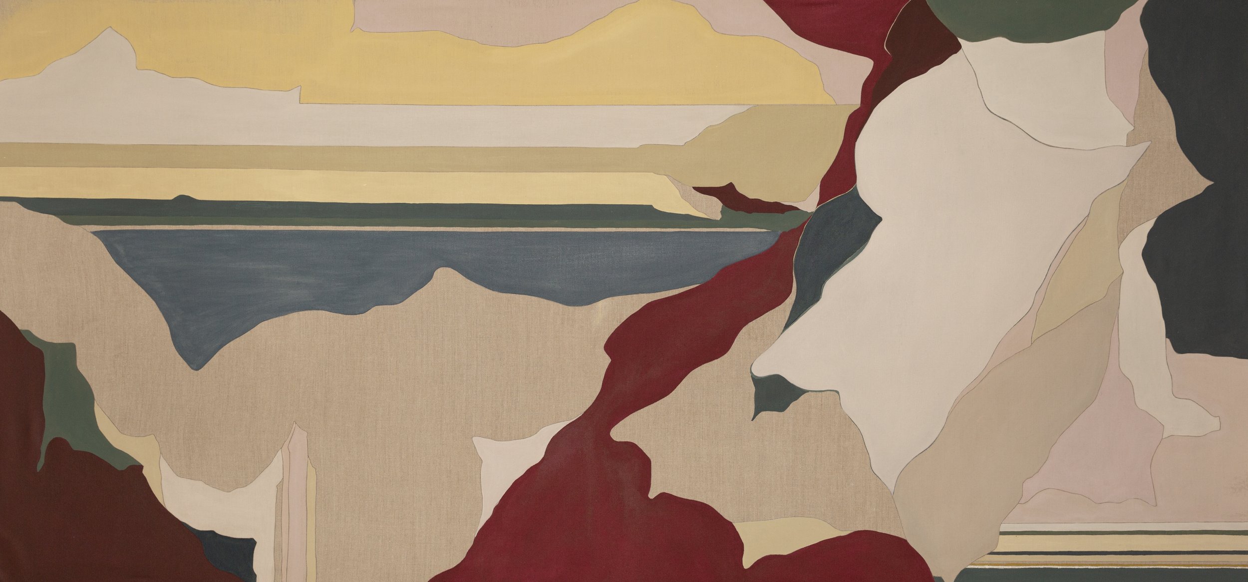  Acrylic, colored pencil, graphite and colored crayon on linen; 101x208 cm; 40x82”; 2023 