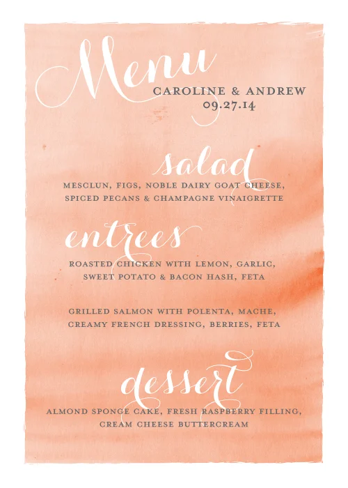 Stationery Design - Watercolor Menu: J Amber Creative