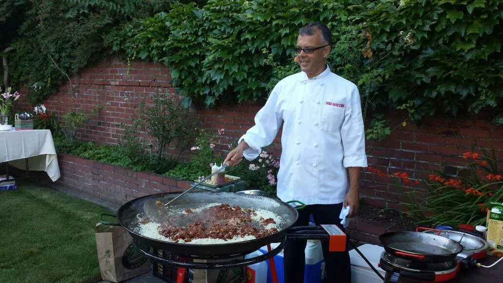 Chef Brian preparing the sofrito for the paella.