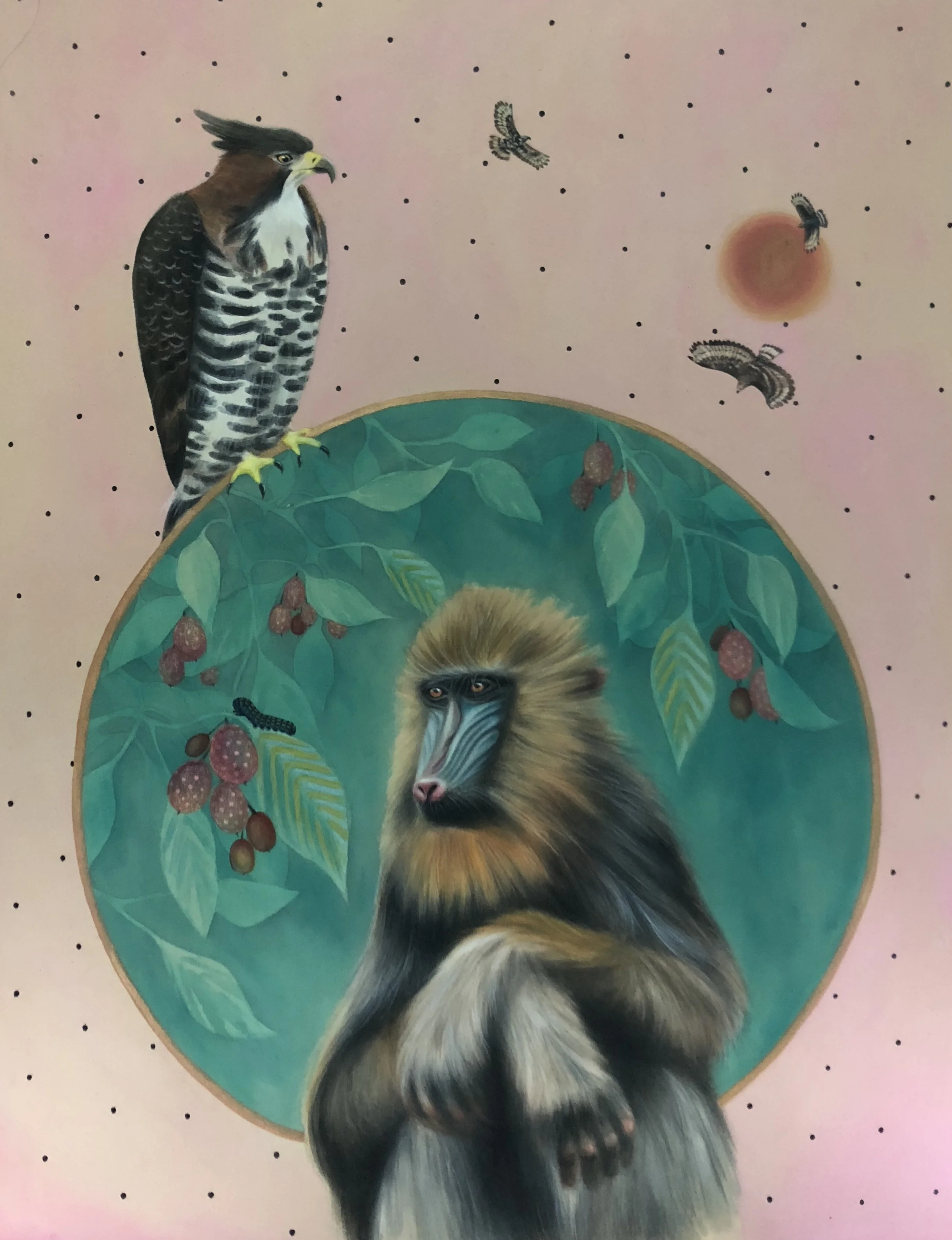 "Melancholy Mandrill" 28X38 inches