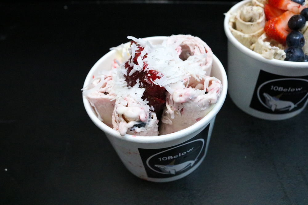 Honey Boo Boo, Blueberry, Raspberry, and Honey - Bobo's choice of toppings are strawberries and coconut flakes