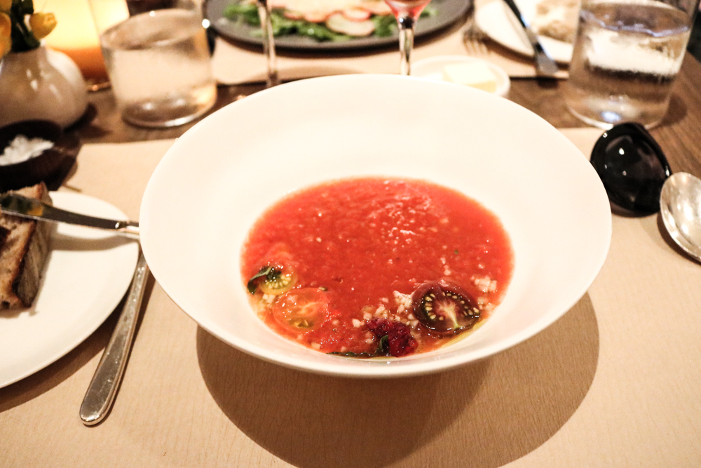 Tomato Gazpacho, summer flavors and olive oil