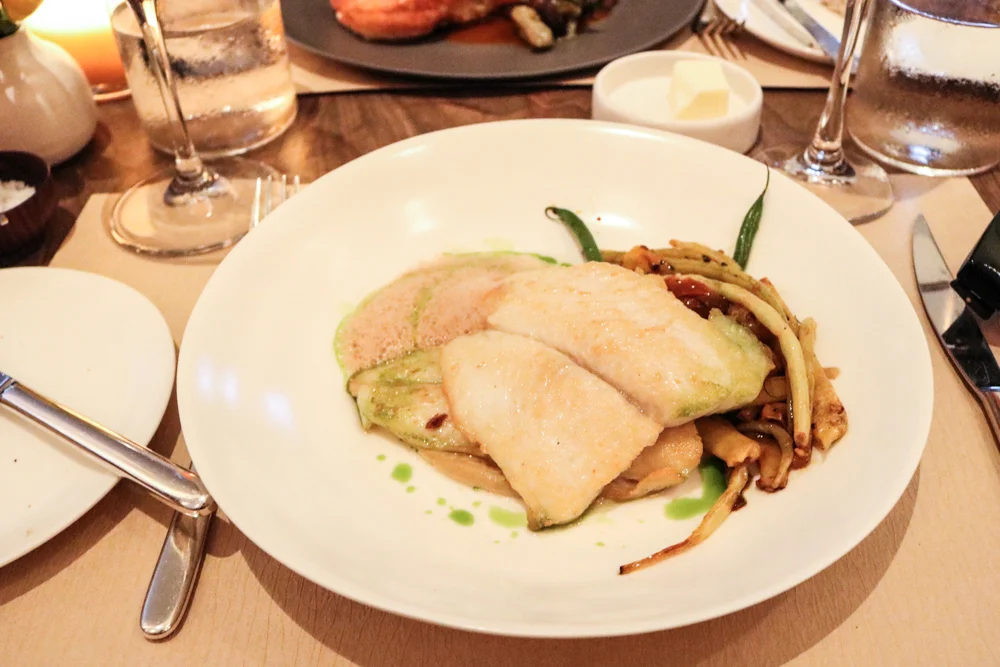 Roasted Wild Flounder, sweet shallot-cherry tomato confit, niscoise olive