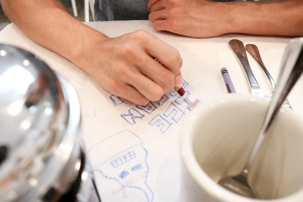 Coloring time while waiting for food