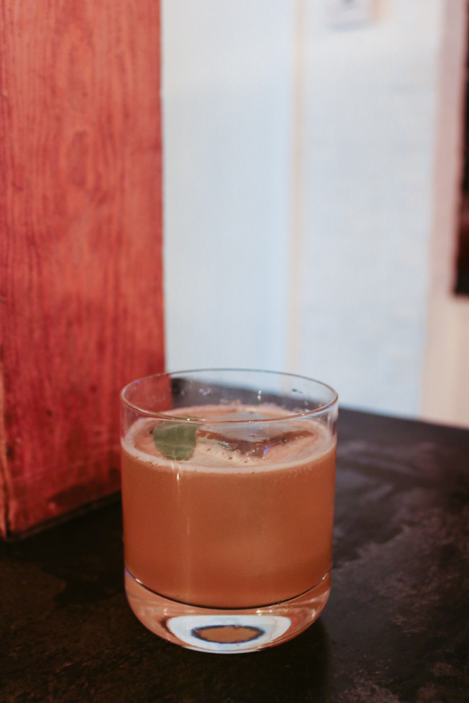 The Bee's Teas, Chamomile Tea-Infused Bird Dog Bourbon, Figs, Lemon, Basil, Runny Honey, Chamomile Tincture