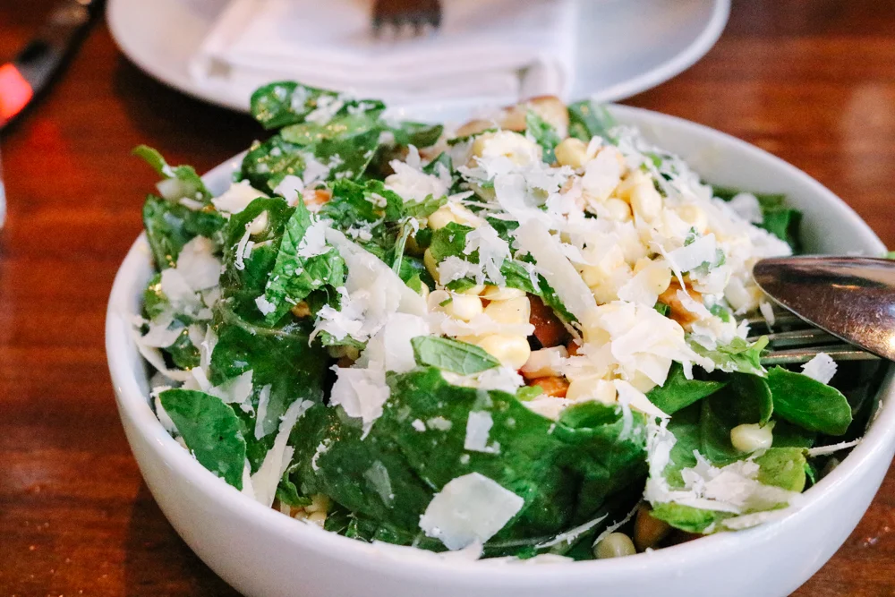 Arugula Salad, roasted sweet potatoes, medjool dates, hazelnuts, meyer lemon, parmesan