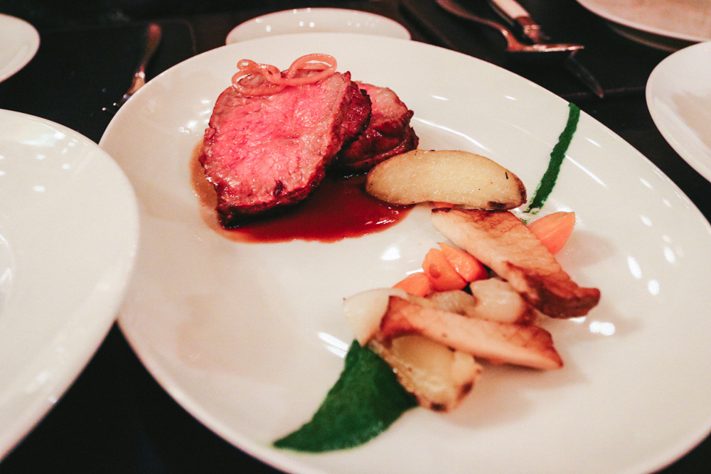 DRY-AGED SIRLOIN, king trumpet mushroom, cipollini onion, fingerling potato & truffled spinach puree