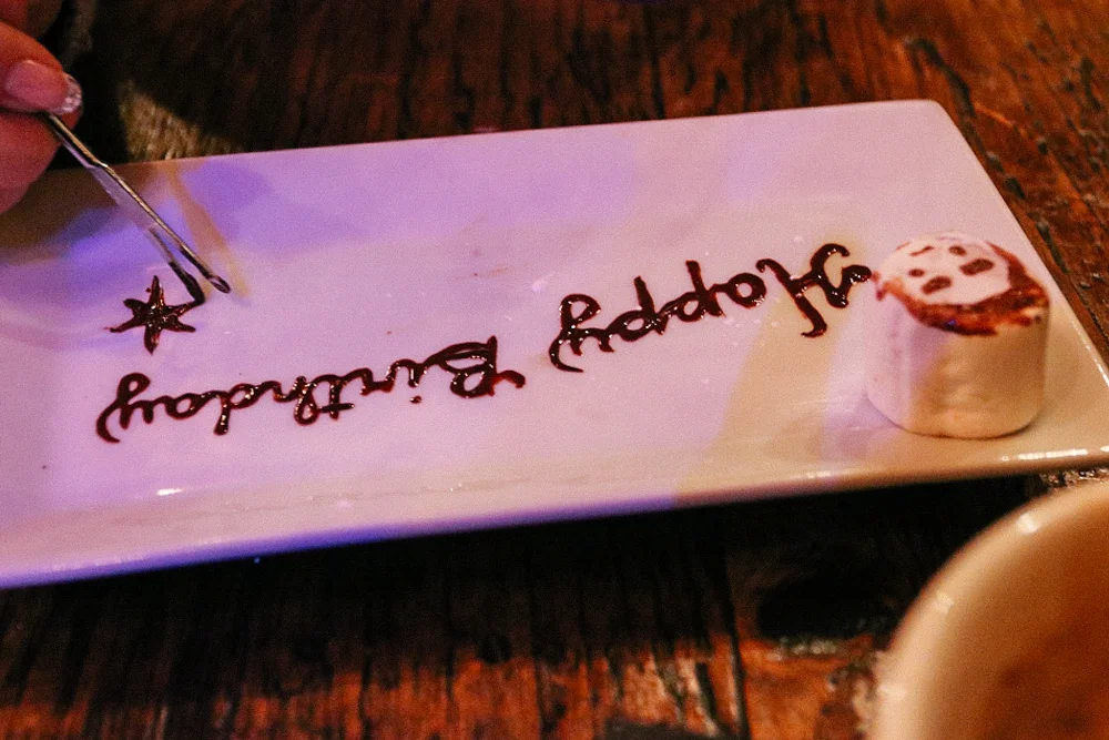 Dark chocolate calligraphy credit to Nara Han