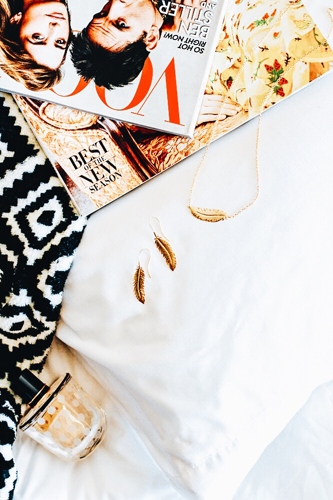 Golden Plated Feather Earrings & Necklace Set from A Gilded Leaf