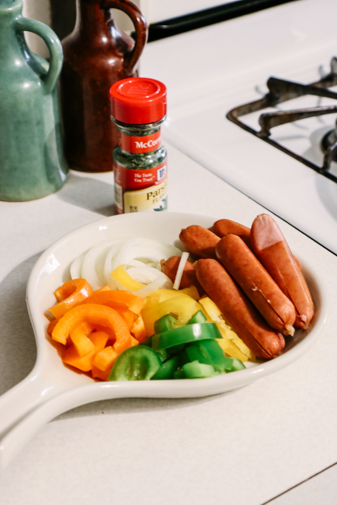 All ingredients cut and ready to go.
