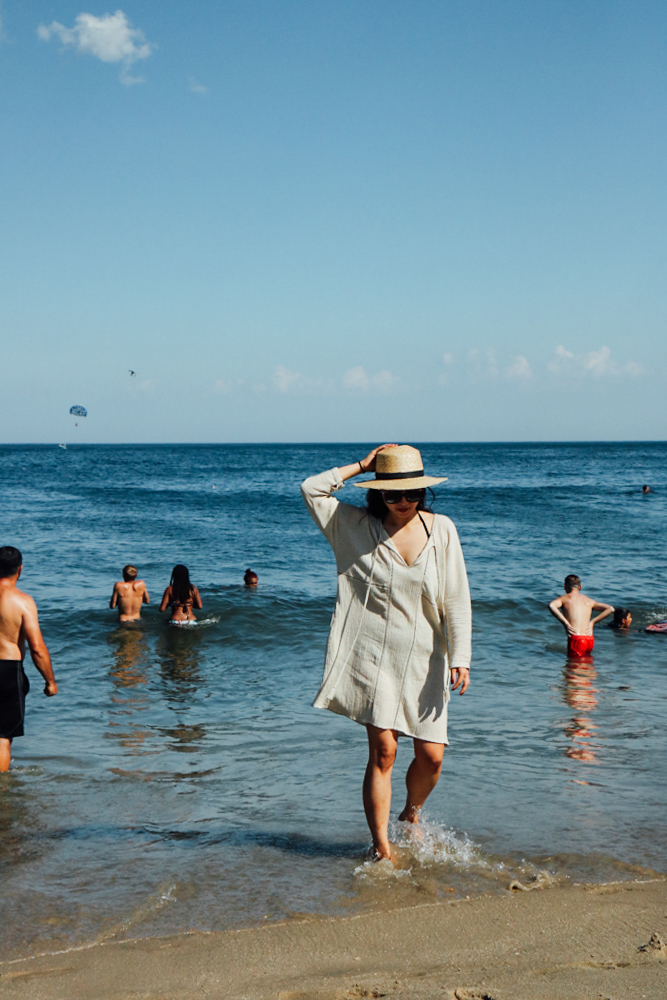 Janessa Leone Hat, Zara Dress, The Row Sunglasses