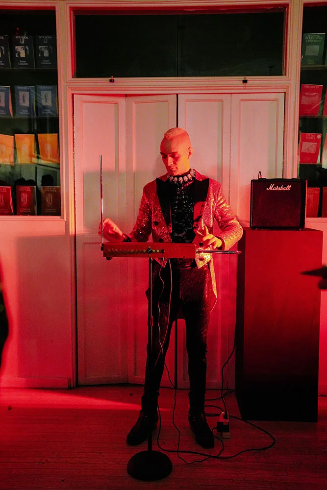This guy was playing a Piano without a keyboard, and it made a spooky sounds!
