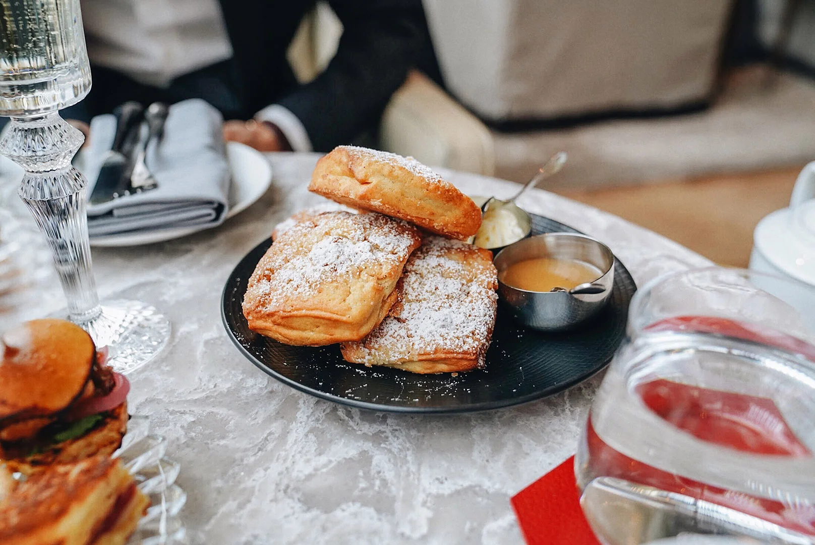 Warm Housemade Scones with Devonshire Cream and Spiced Pear Gelée