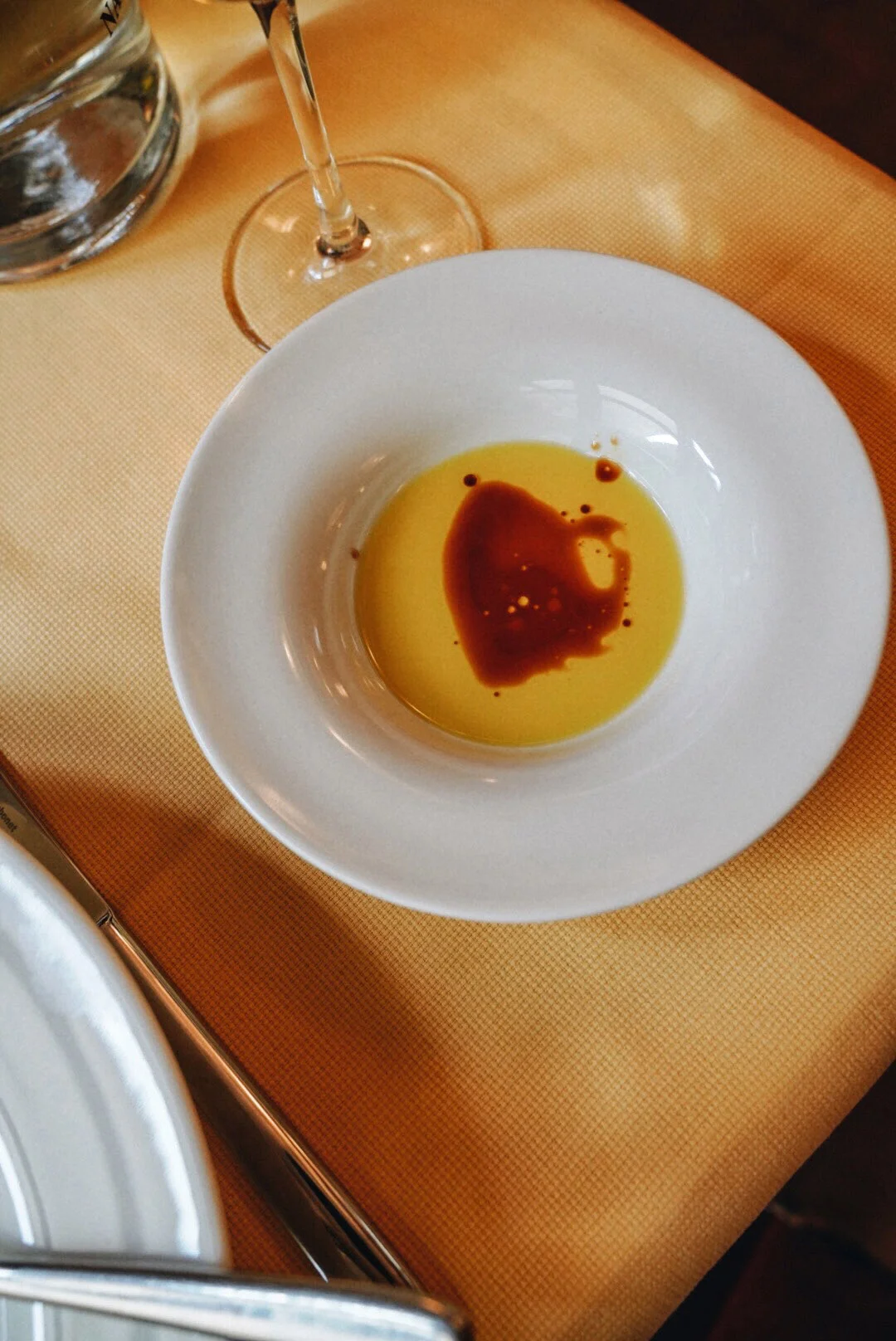 Homemade olive oil with balsamic vinegar. Freshest olive oil we ever had!