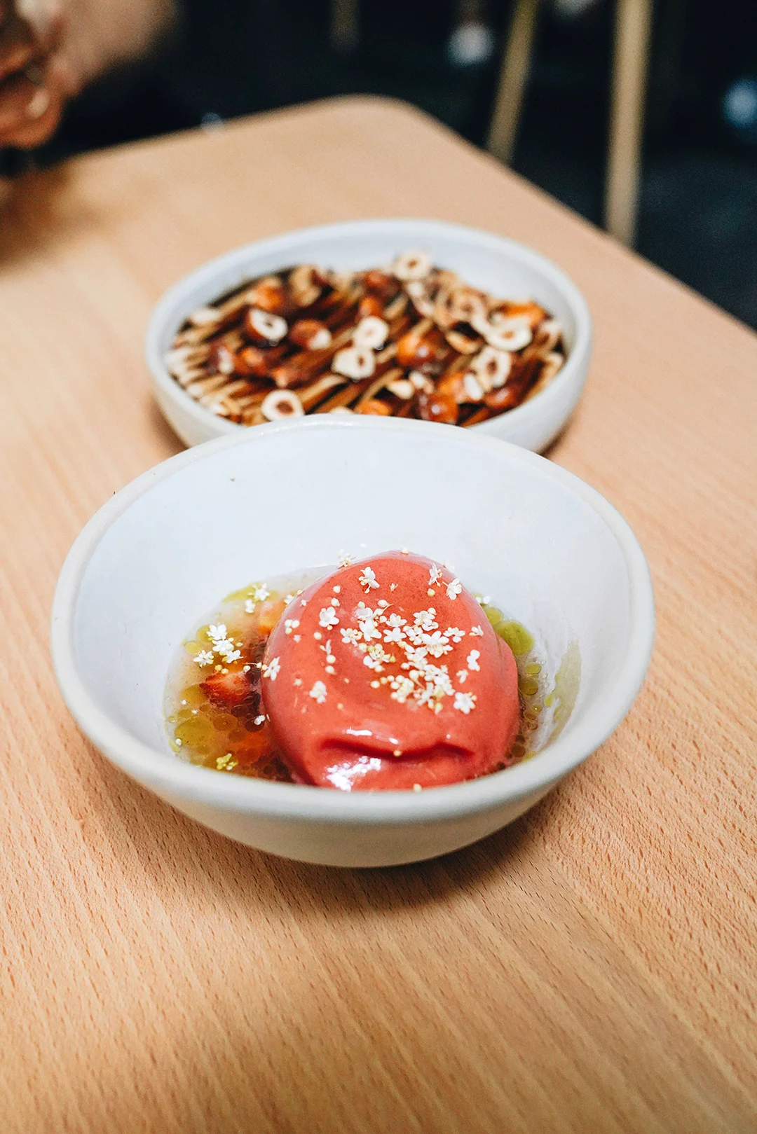 Strawberry Sorbet, elderflower & kaffir