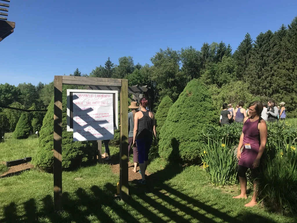 Katy greets us as we head into the labyrinth.