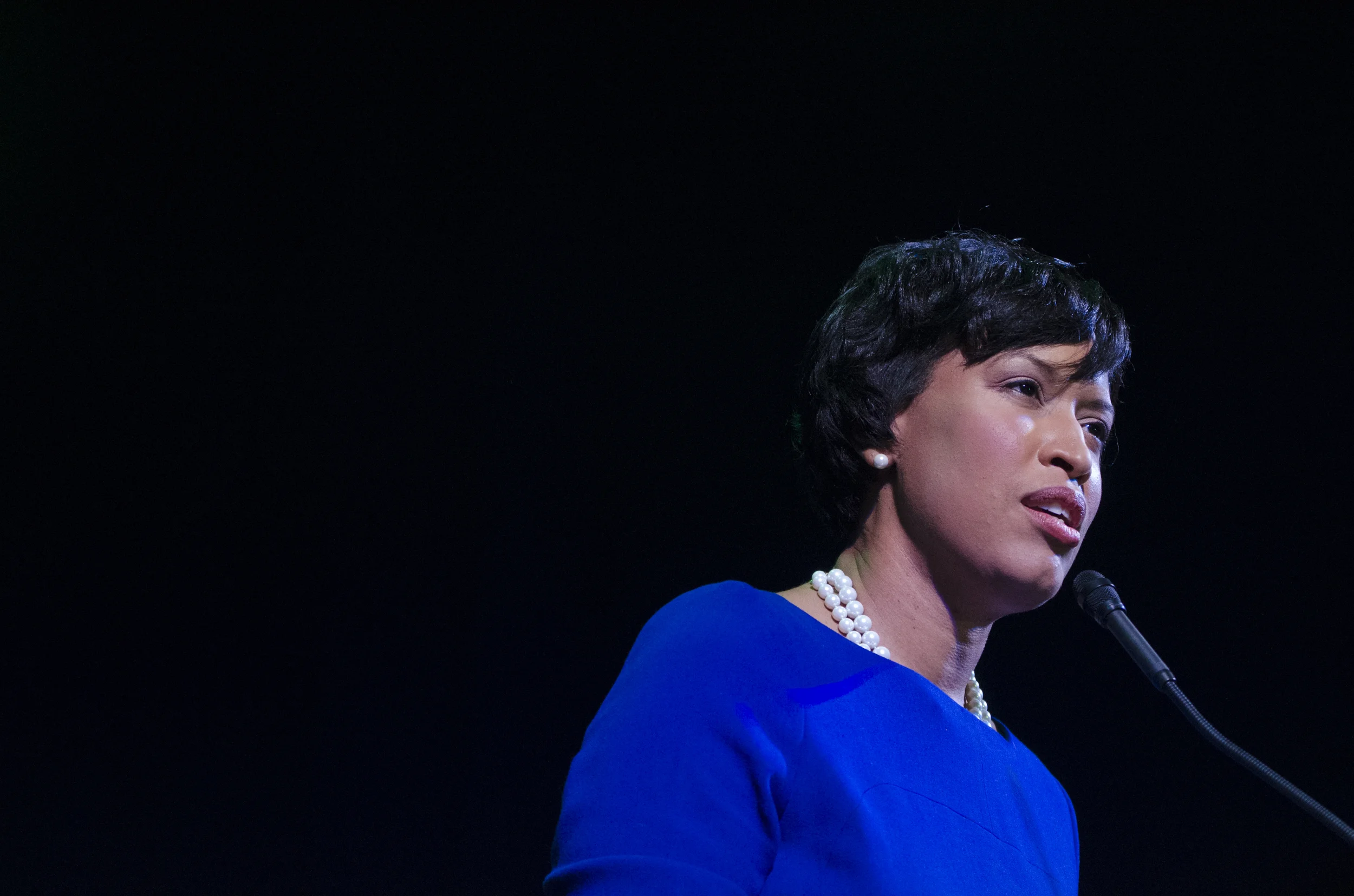  Mayor-Elect Muriel Bowser gives her victory speech at her election on Nov. 4, 2014 at the Howard Theater in Washington D.C. Bowser beat scandal-ridden incumbent Vincent Gray in a hard fought race. 