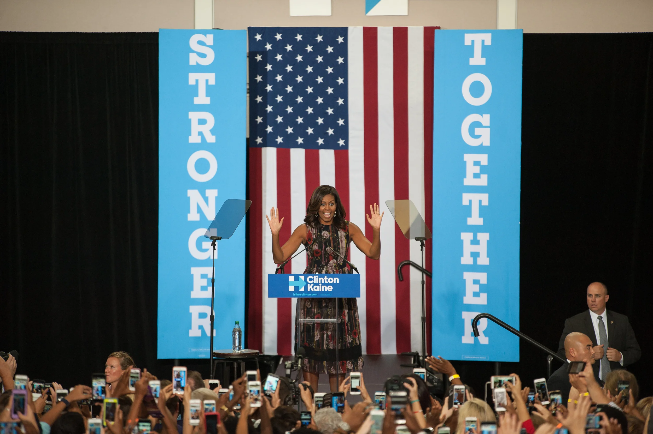 First lady Michelle Obama campaigns for Democratic presidential nominee Hillary Clinton at George Mason University in Virginia on September 16, 2016.