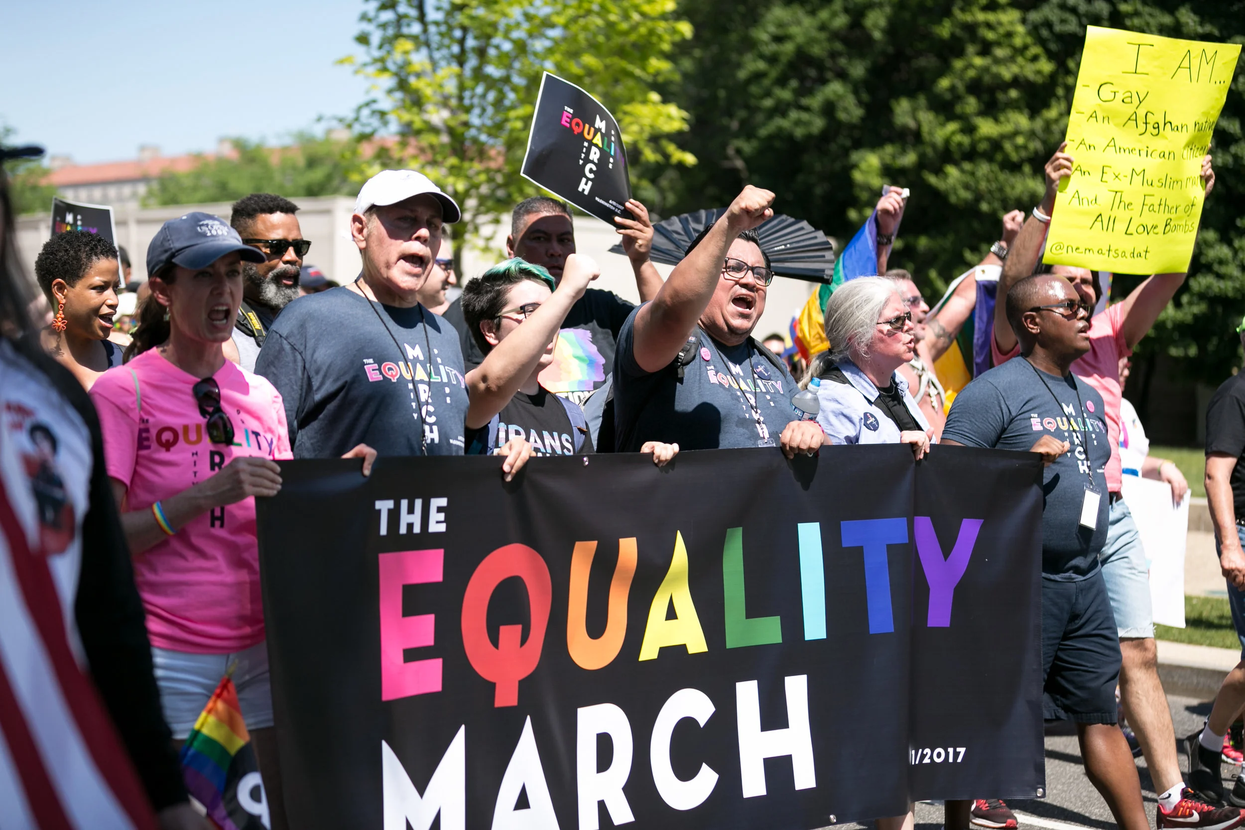 Participants march during the Equality March for Unity and Pride in Washington, D.C., on June 11, 2017.