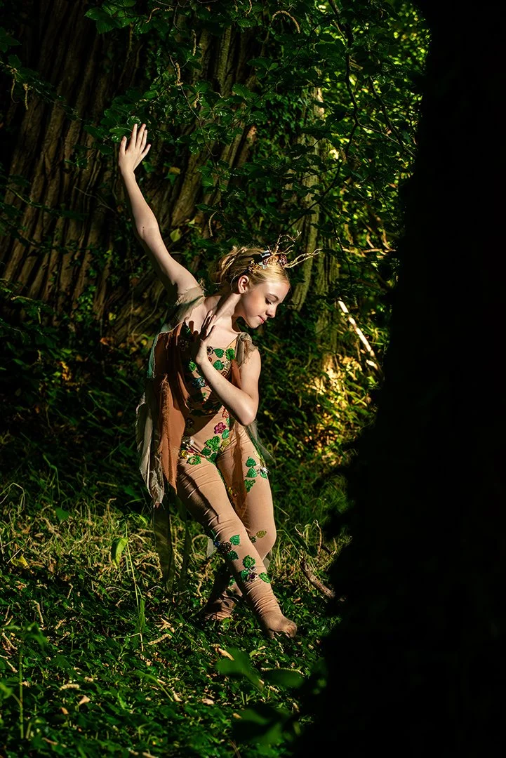Ruby Johnston as Puck (A midsummer nights dream) at Powderham Castle