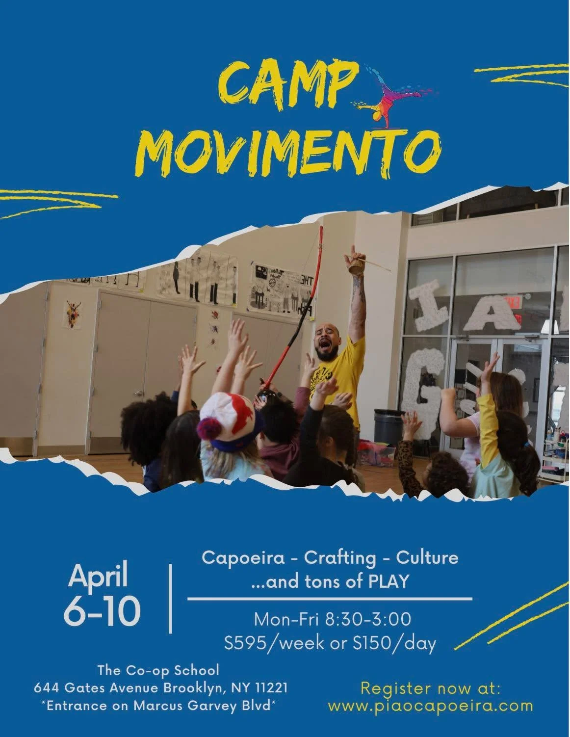 Spring Break is less than a month away and Camp Movimento is BACK! 
Join me for 5 days of movement, making and fun. 
 
Register here 👉🏾 https://piaocapoeira.com/capoeira-break-camps