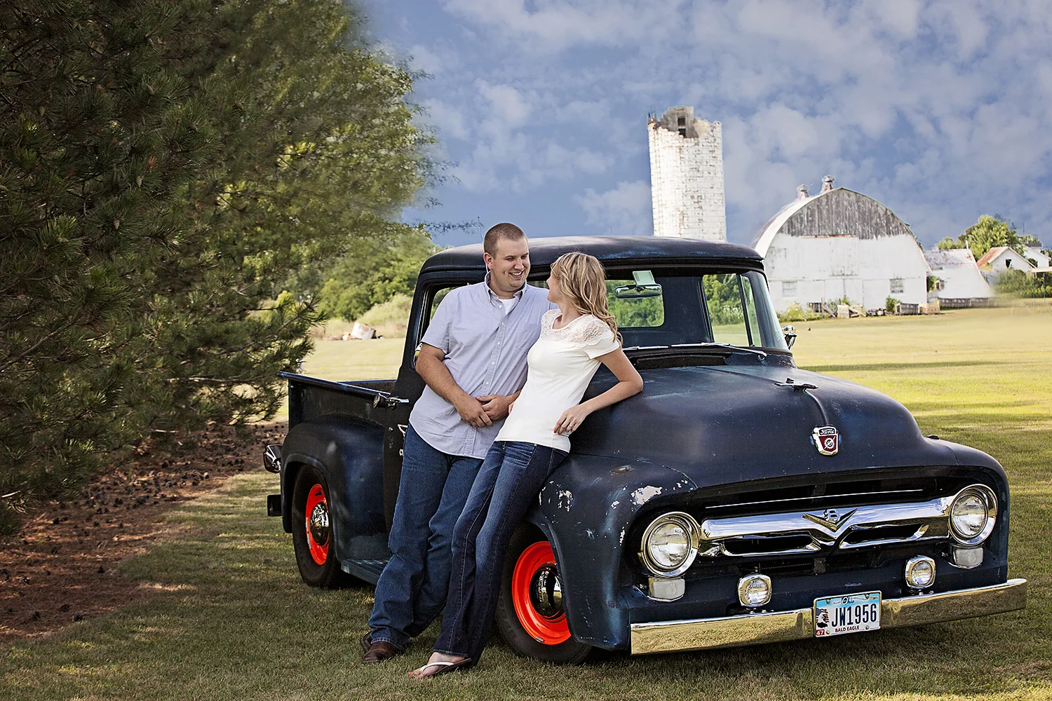 This was a really awesome Ford truck that Zach borrowed from his boss. It made a fantastic addition to the backyard of his parent's home. The first part of our evening we shot there. Absolutely beautiful country scene.