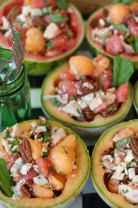 Image credit: brilliant chicken melon salad bowls via the Reluctant Entertainer