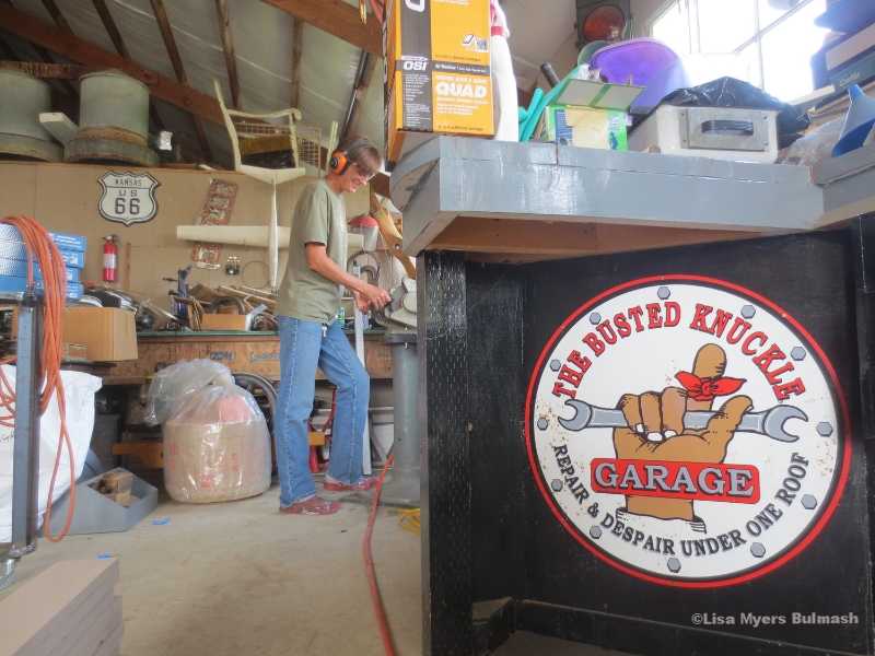 Satira making sparks fly in her studio. Credit: Lisa Myers Bulmash